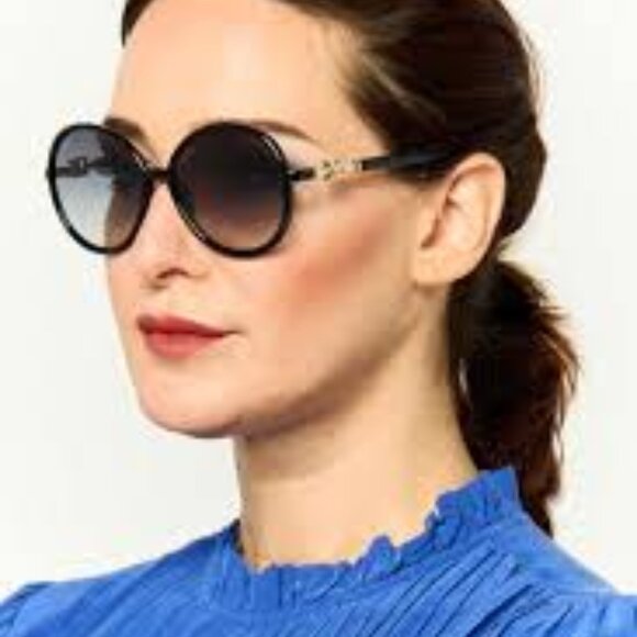 MaxMara EMME15 MM0065 75B Sunglasses Fuxia Round Frame, Smoke Lenses - Picture 3 of 11